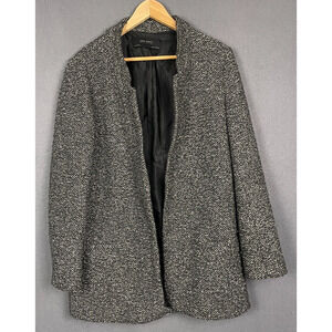 ZARA Basic Collection Women M Gray Knit Open Cardigan Preppy Business Casual